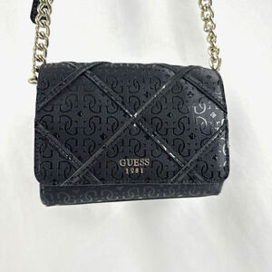 Guess 1981 Crossbody Handbag Black Purse Chain Strap
